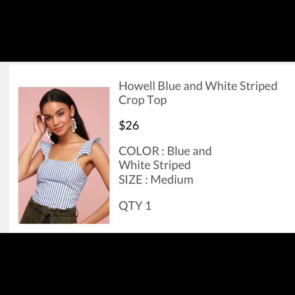 Lulus howell blue and white striped crop top